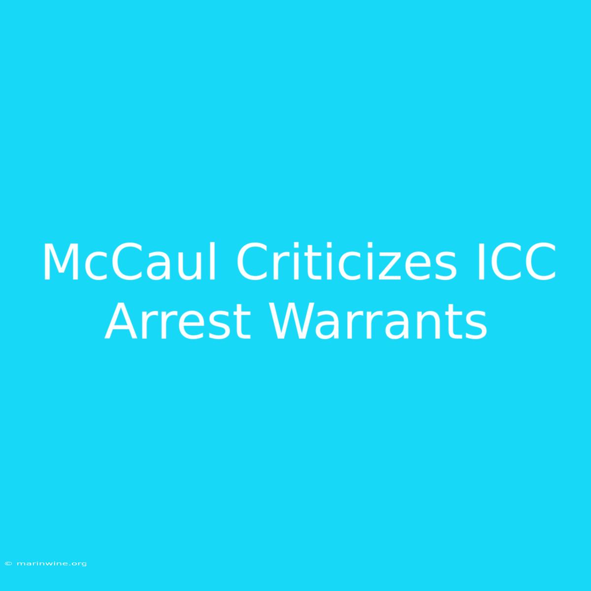 McCaul Criticizes ICC Arrest Warrants