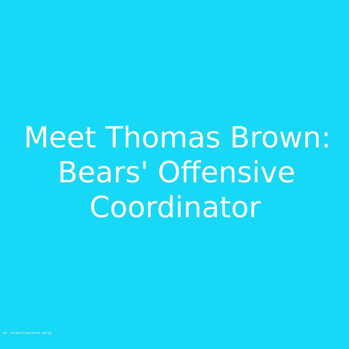 Meet Thomas Brown: Bears' Offensive Coordinator