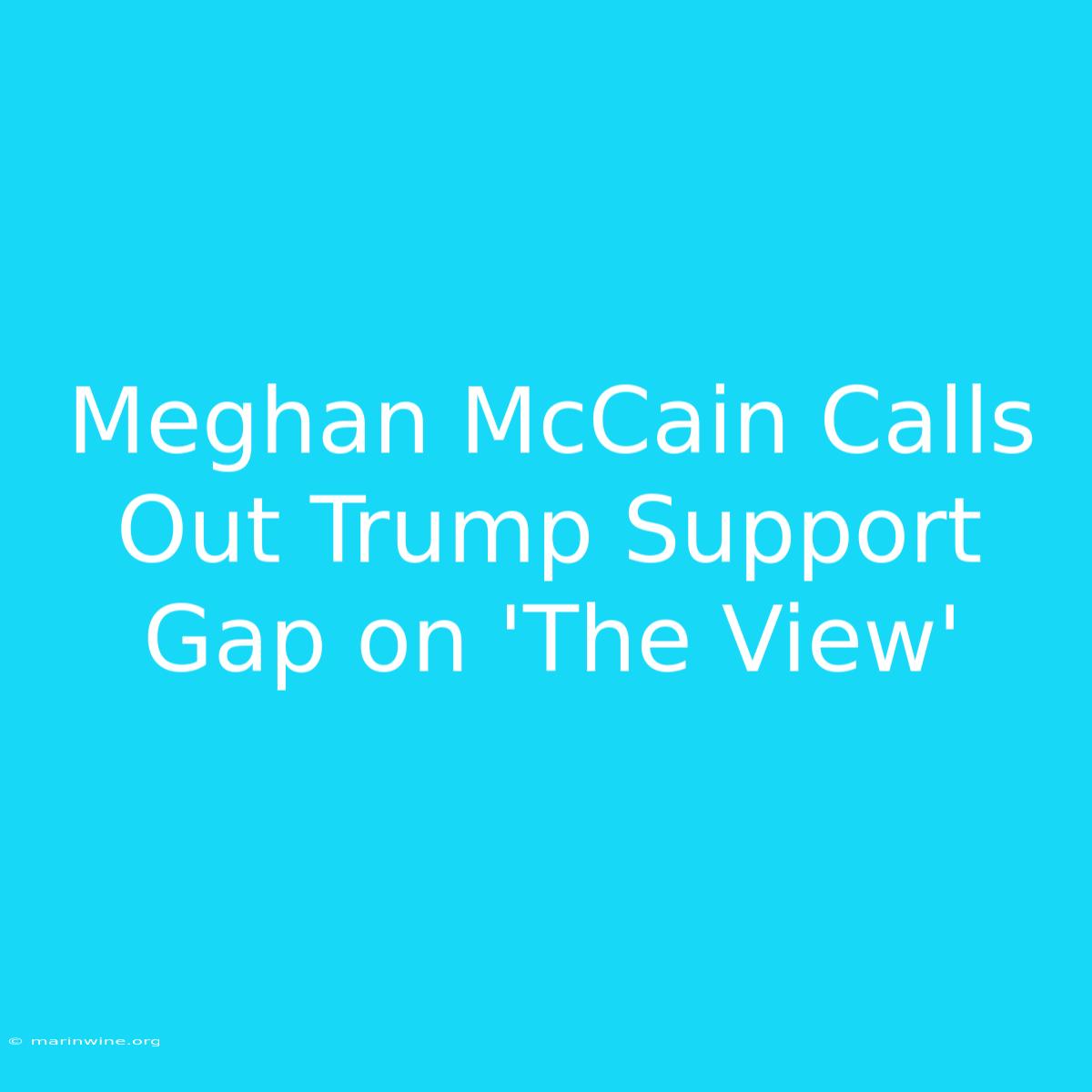 Meghan McCain Calls Out Trump Support Gap On 'The View'