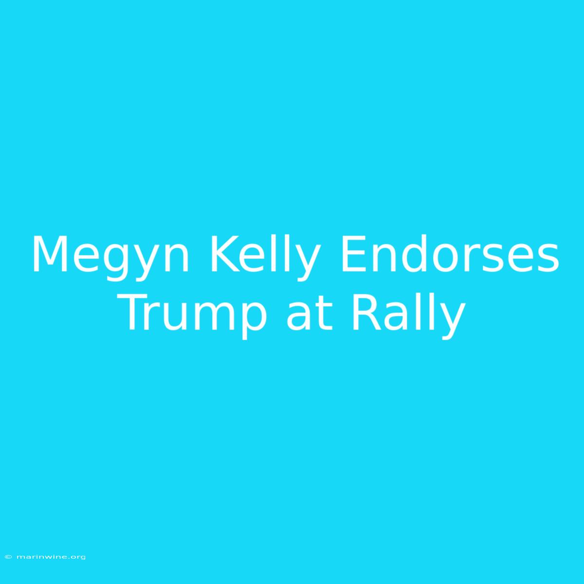 Megyn Kelly Endorses Trump At Rally 