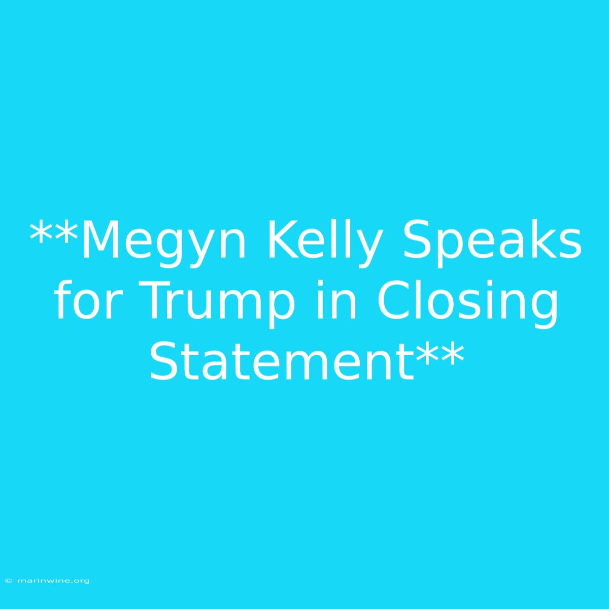 **Megyn Kelly Speaks For Trump In Closing Statement** 