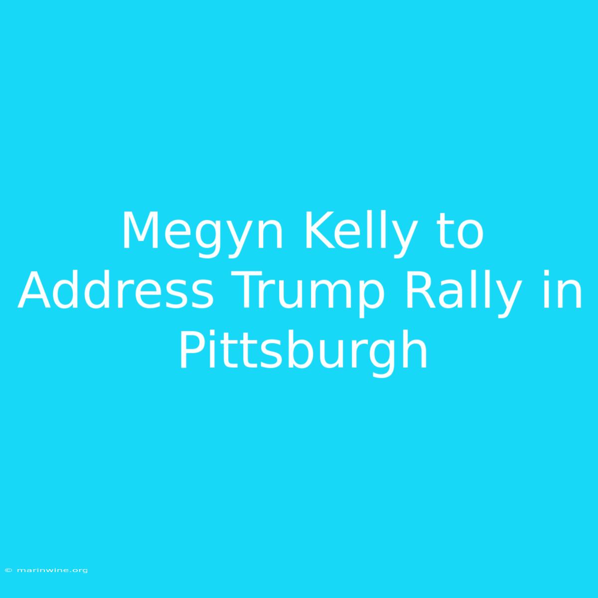 Megyn Kelly To Address Trump Rally In Pittsburgh