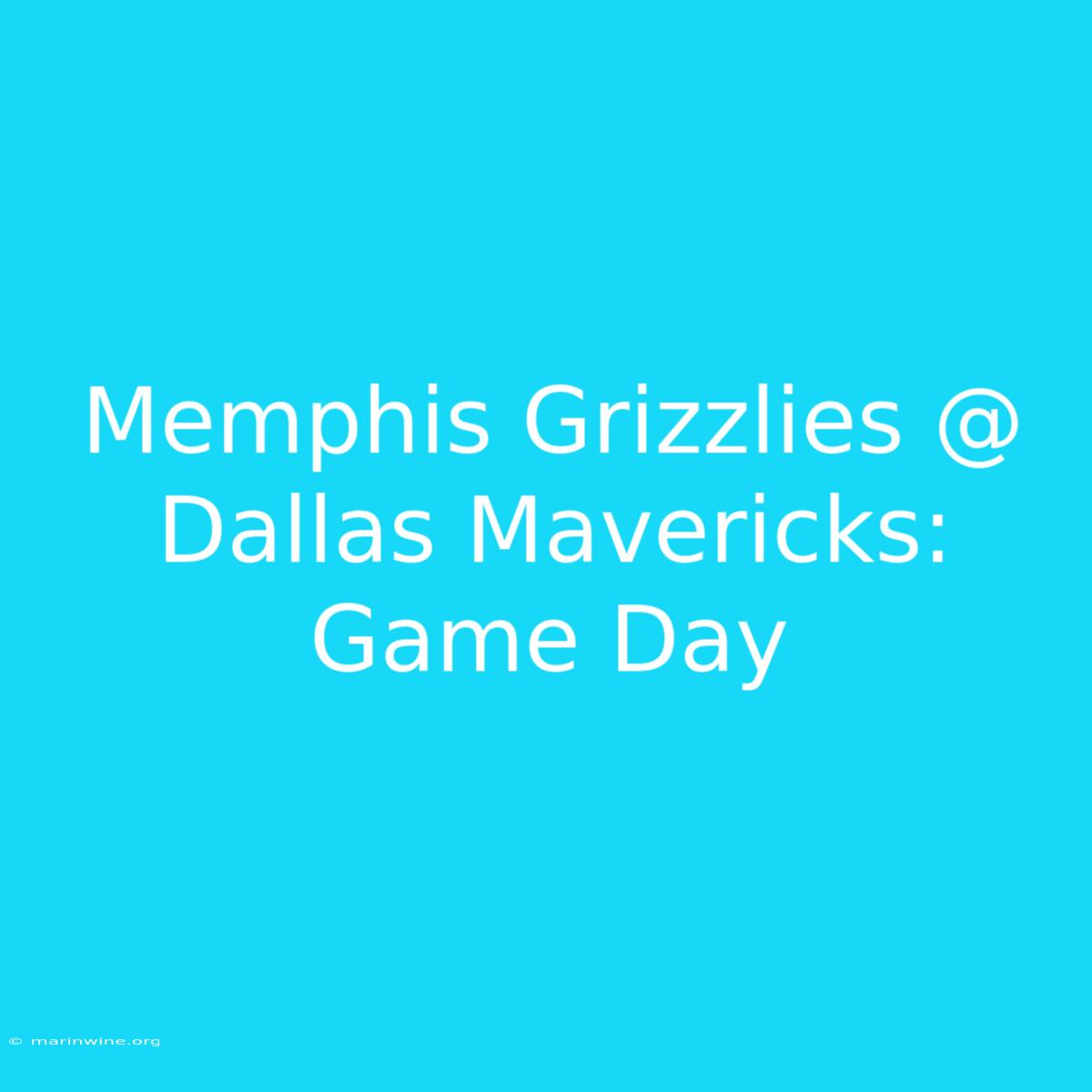 Memphis Grizzlies @ Dallas Mavericks: Game Day