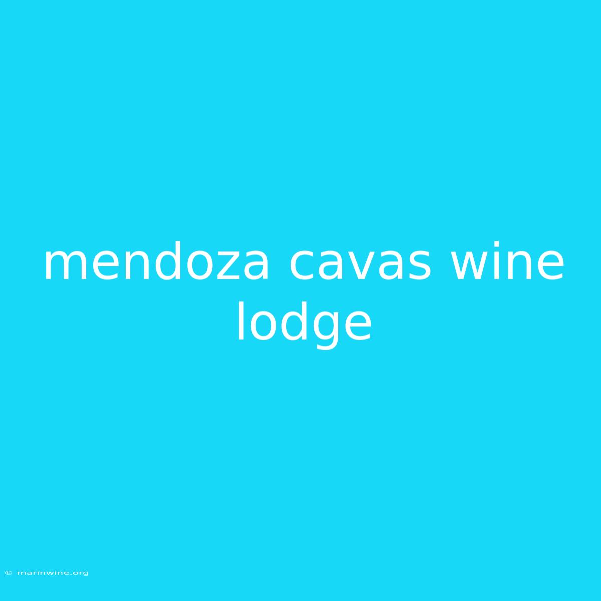 Mendoza Cavas Wine Lodge