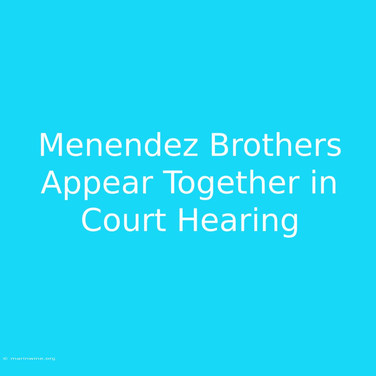 Menendez Brothers Appear Together In Court Hearing