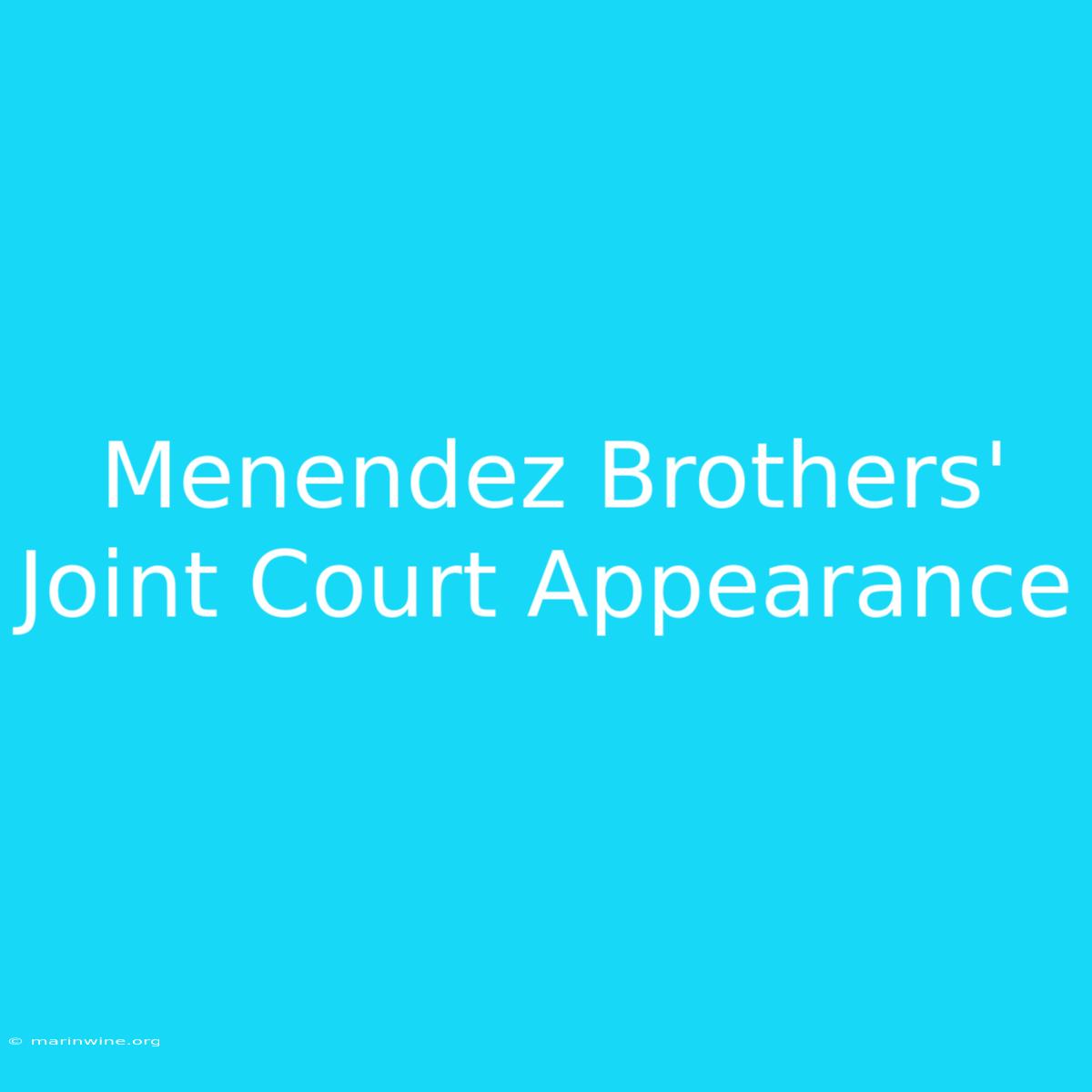 Menendez Brothers' Joint Court Appearance