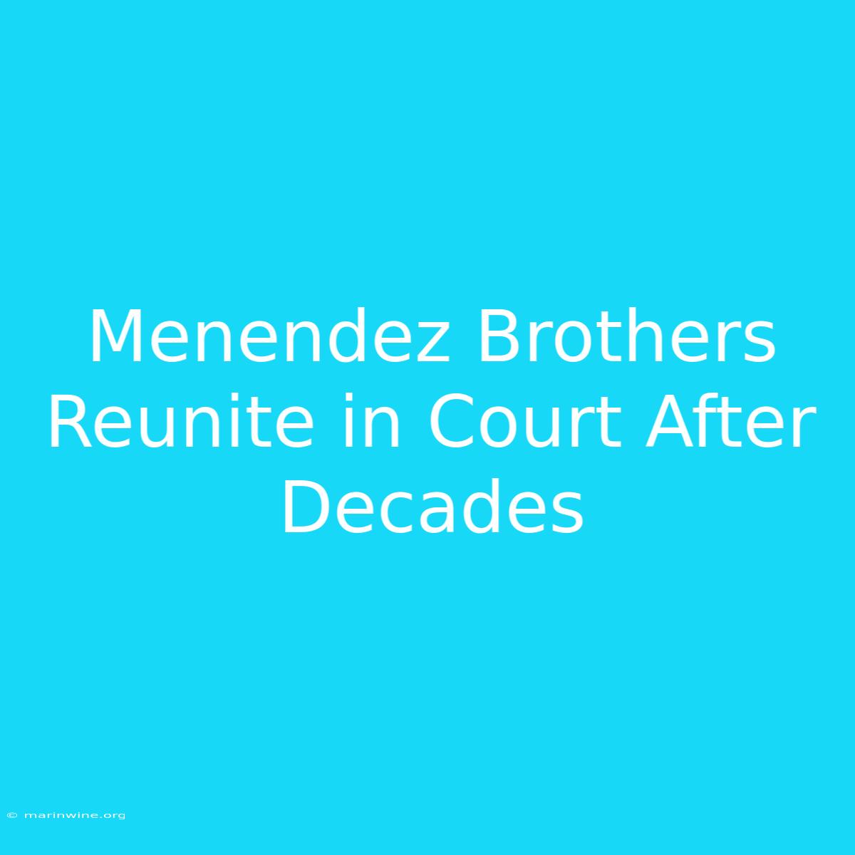 Menendez Brothers Reunite In Court After Decades