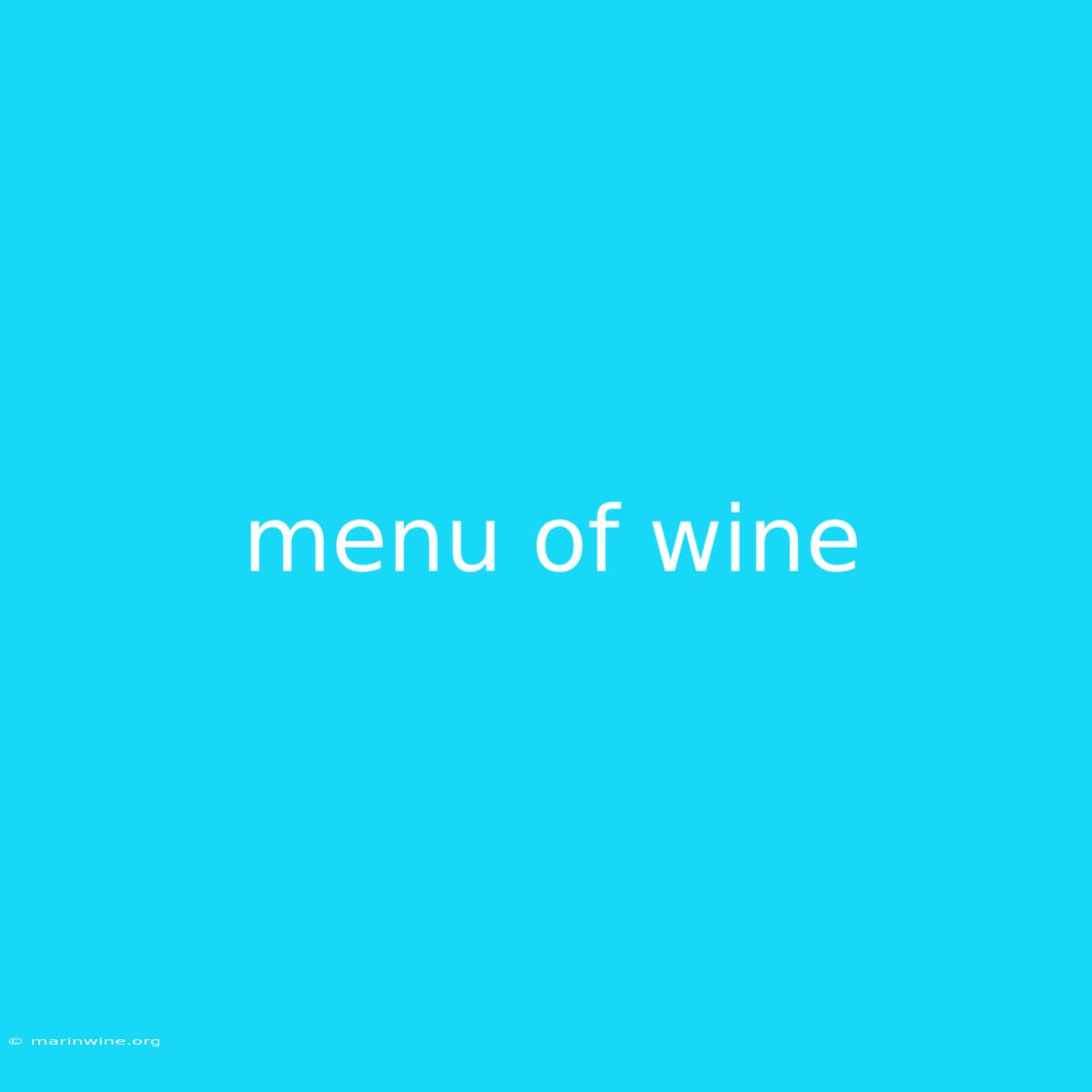 Menu Of Wine