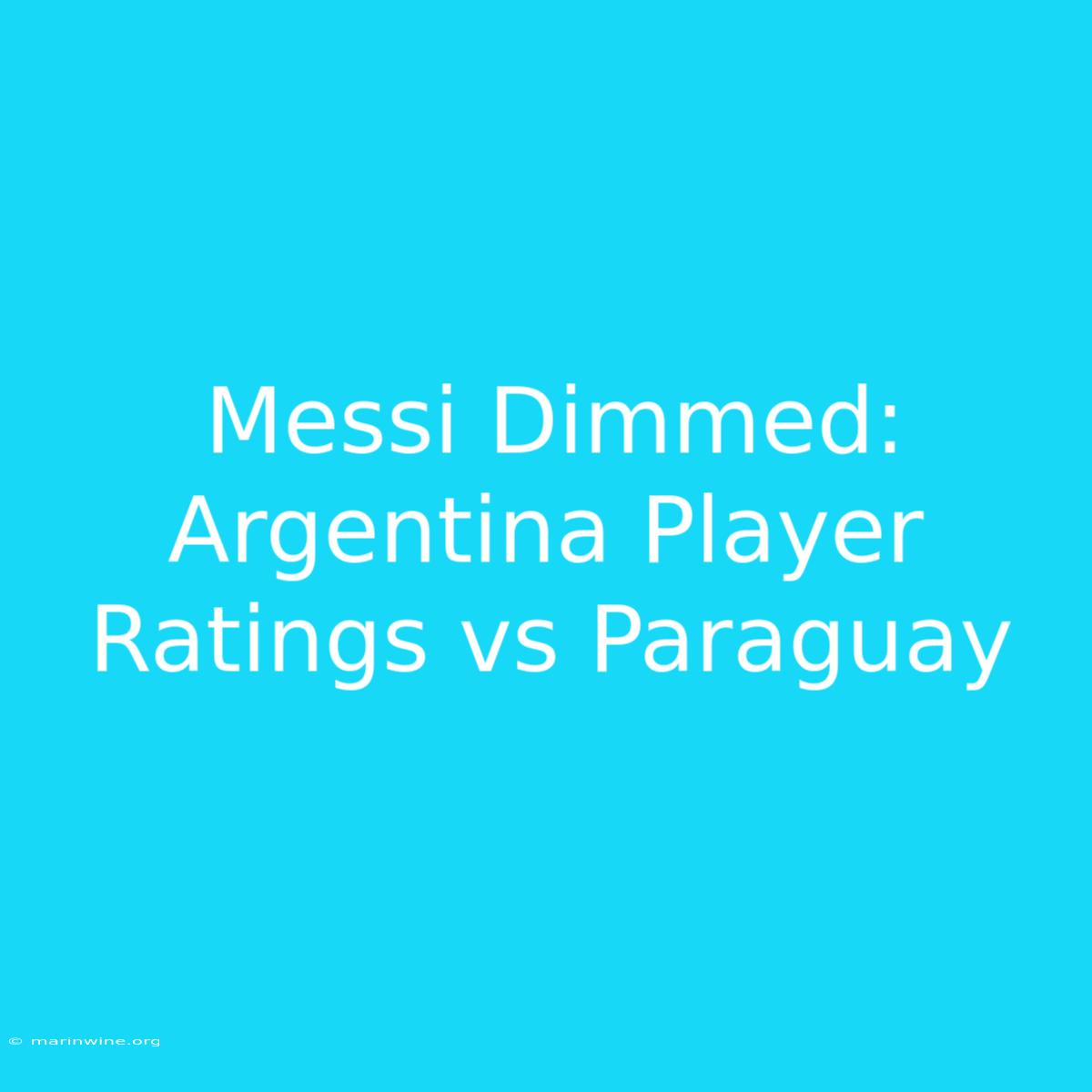 Messi Dimmed: Argentina Player Ratings Vs Paraguay 