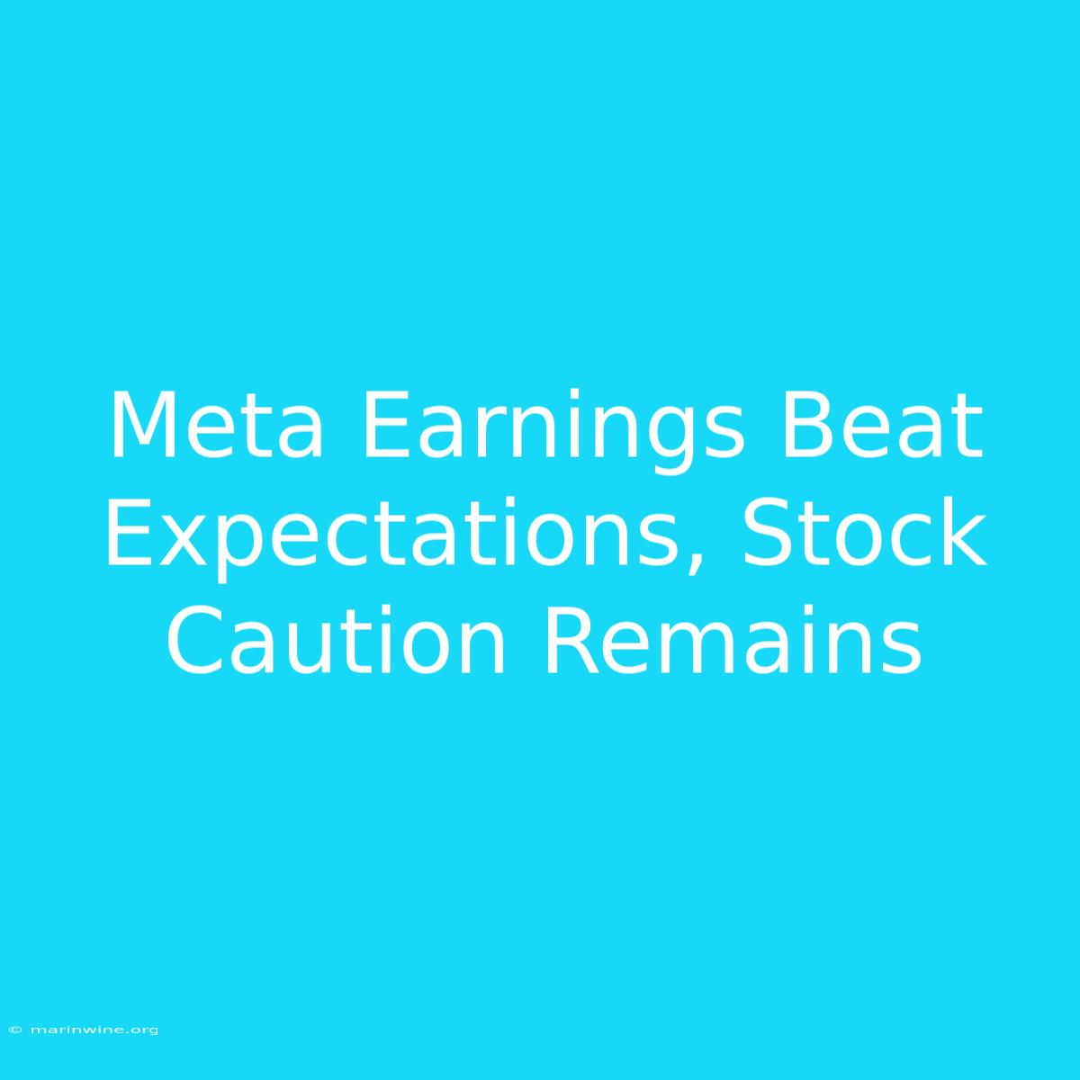 Meta Earnings Beat Expectations, Stock Caution Remains 