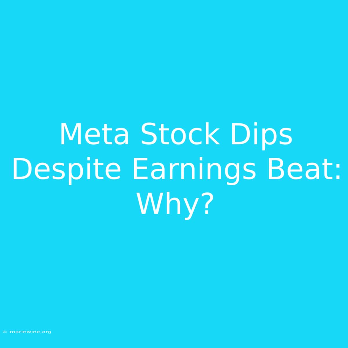 Meta Stock Dips Despite Earnings Beat: Why?