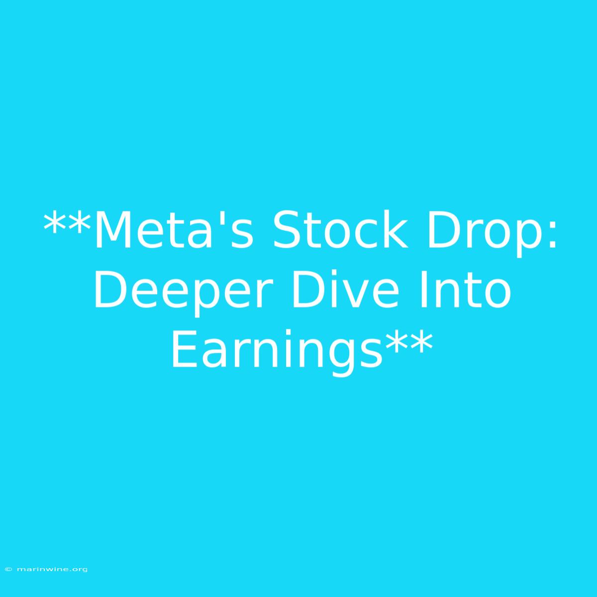 **Meta's Stock Drop: Deeper Dive Into Earnings**