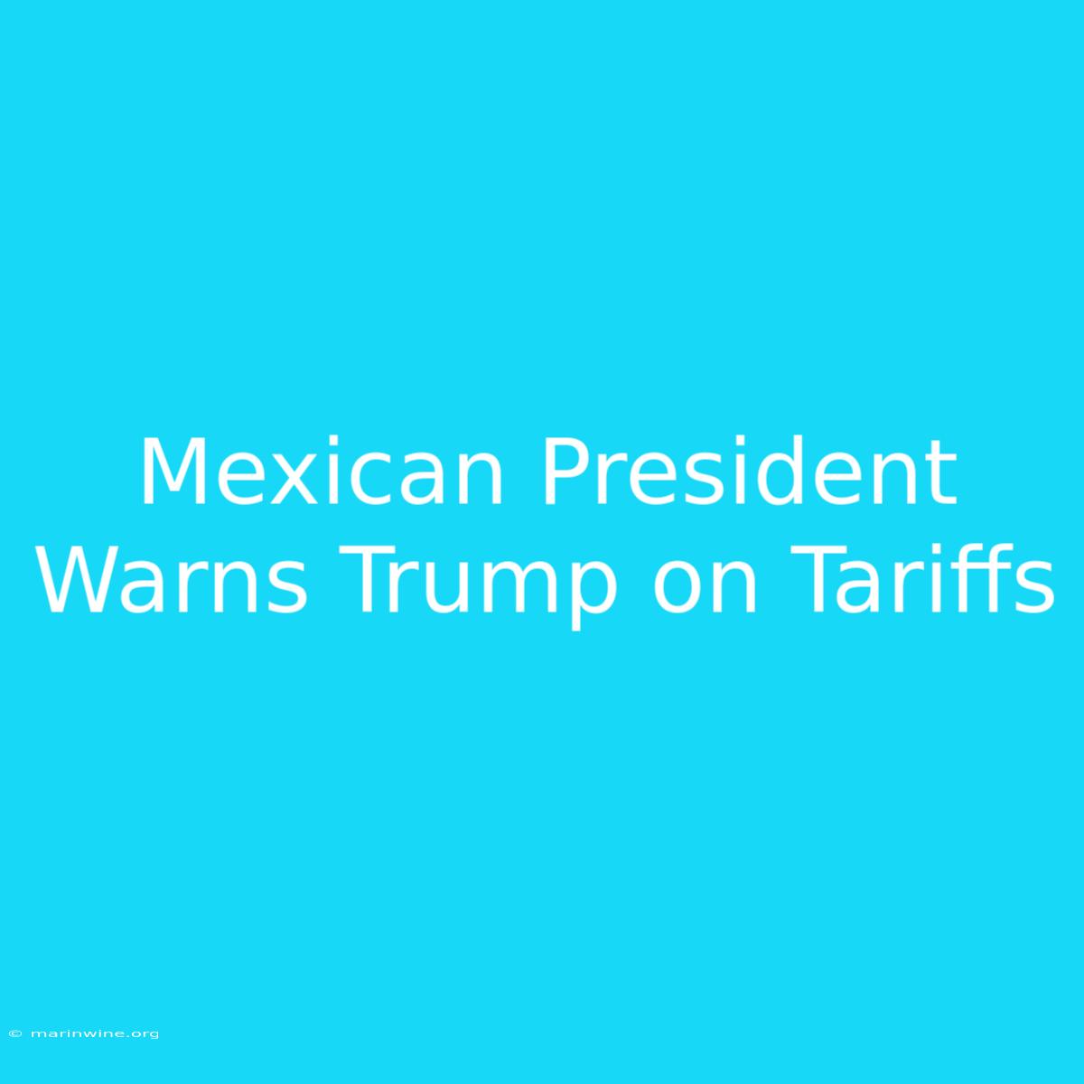 Mexican President Warns Trump On Tariffs