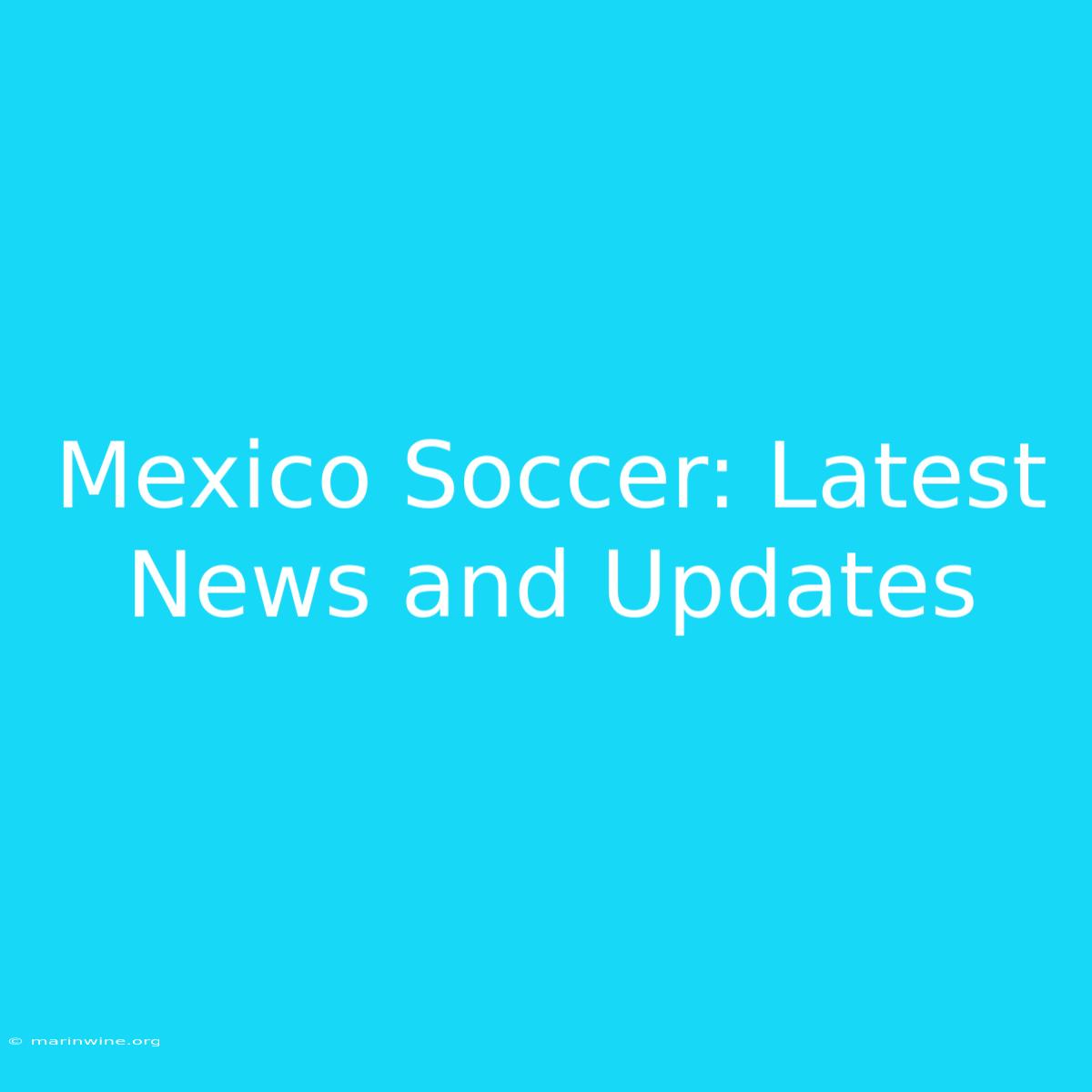 Mexico Soccer: Latest News And Updates