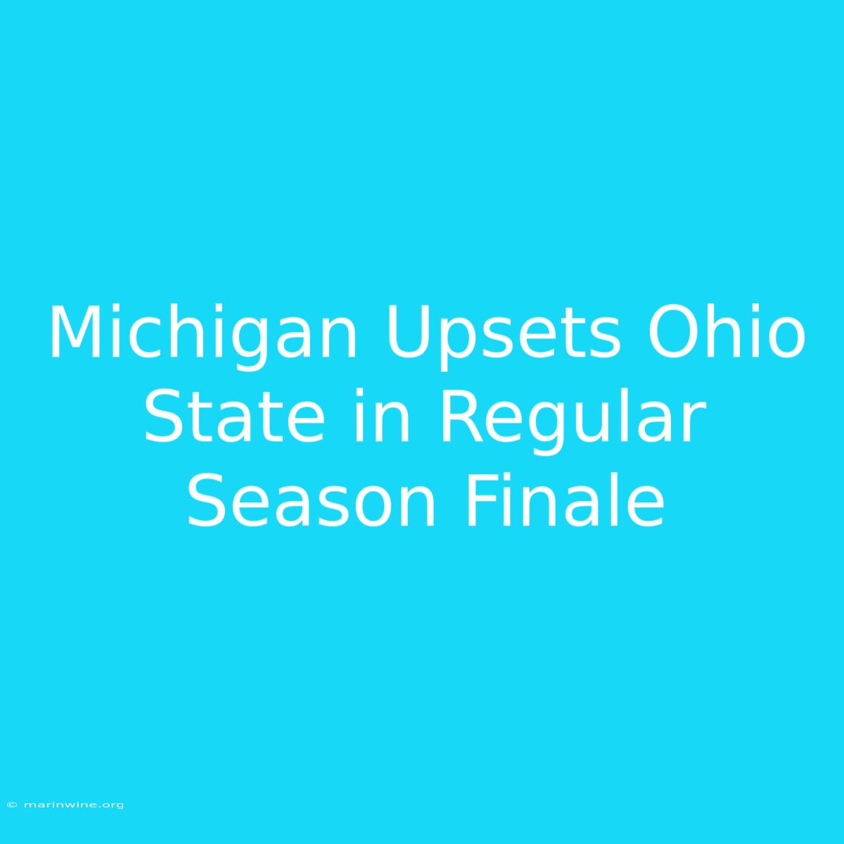 Michigan Upsets Ohio State In Regular Season Finale