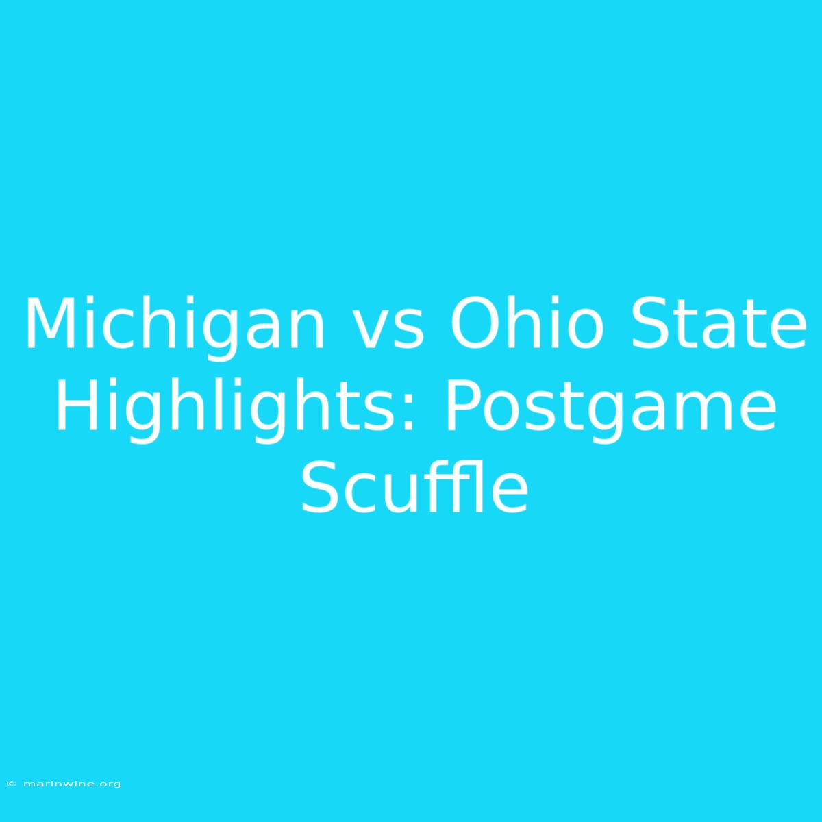 Michigan Vs Ohio State Highlights: Postgame Scuffle