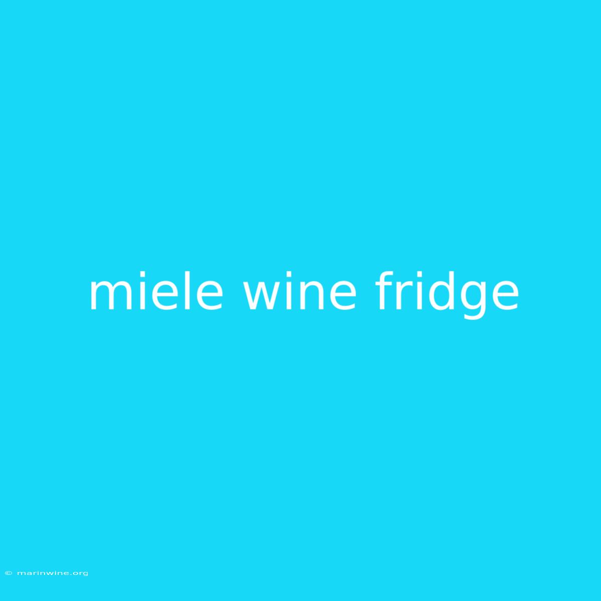 Miele Wine Fridge