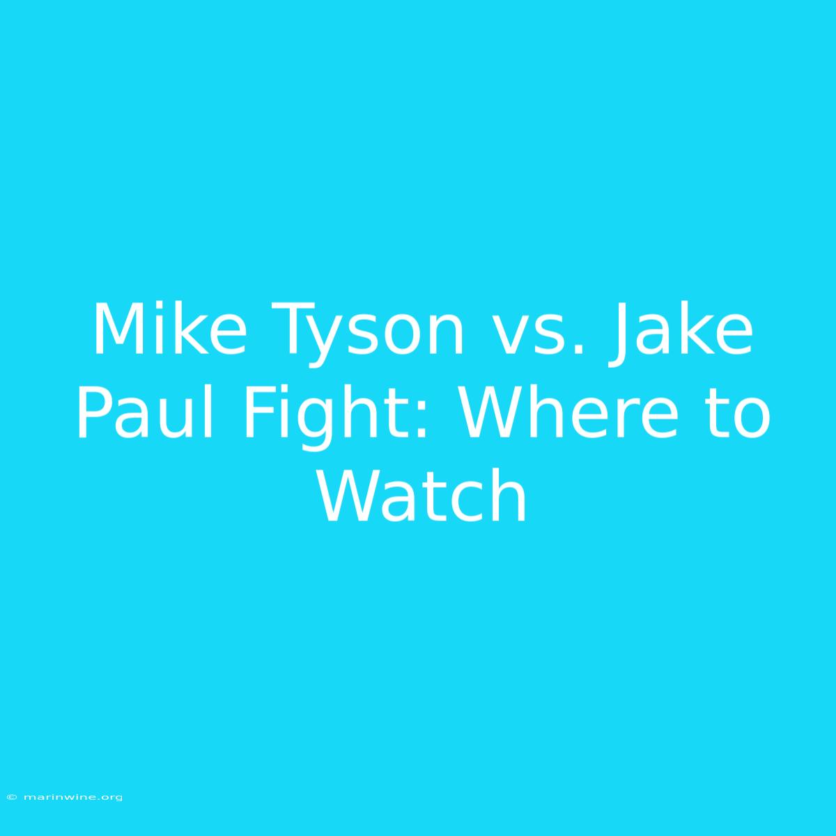 Mike Tyson Vs. Jake Paul Fight: Where To Watch 