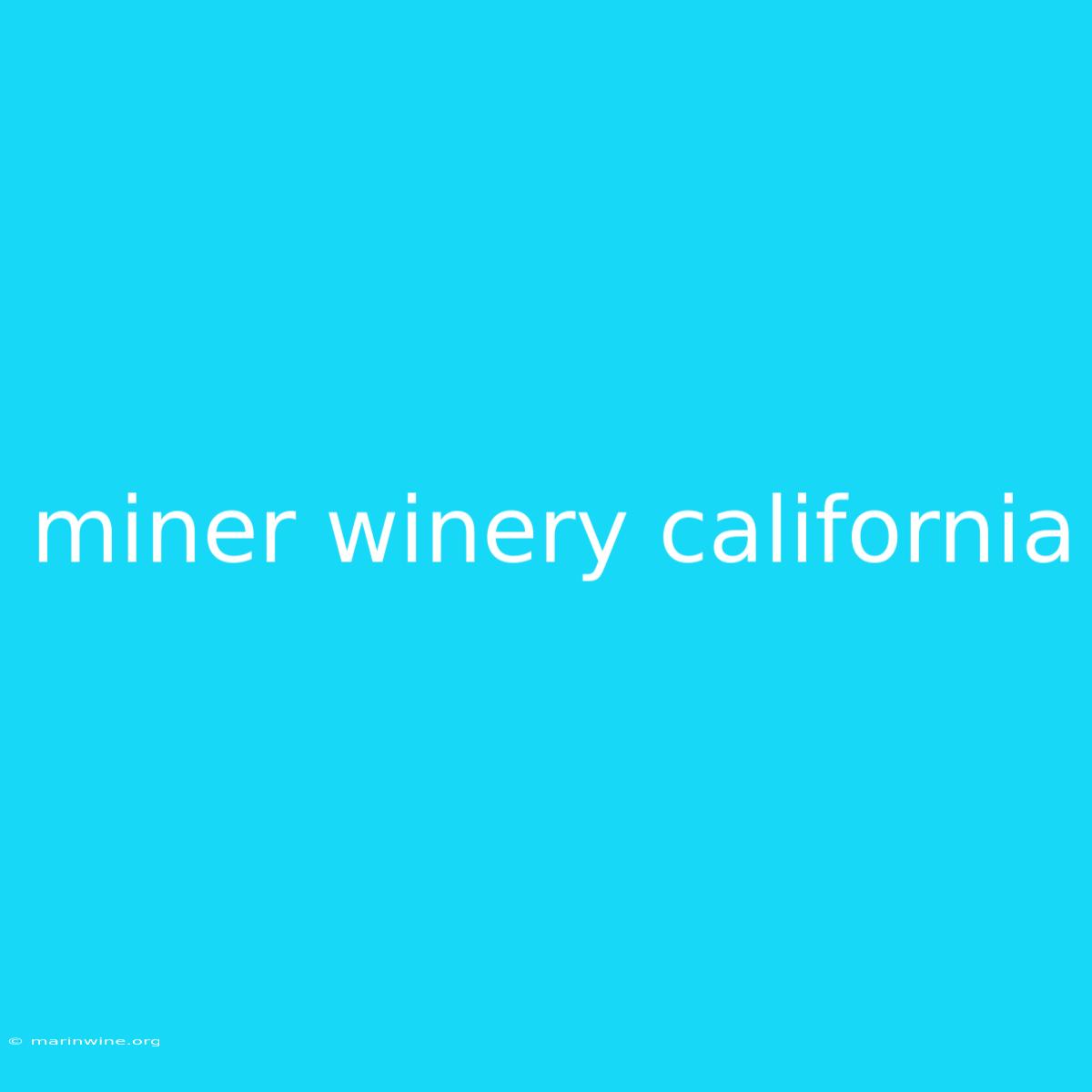 Miner Winery California