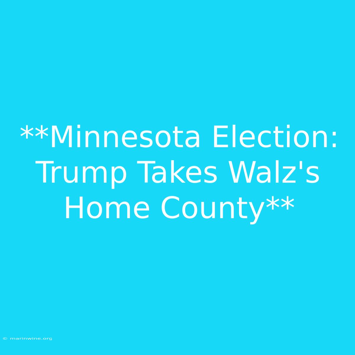 **Minnesota Election: Trump Takes Walz's Home County** 