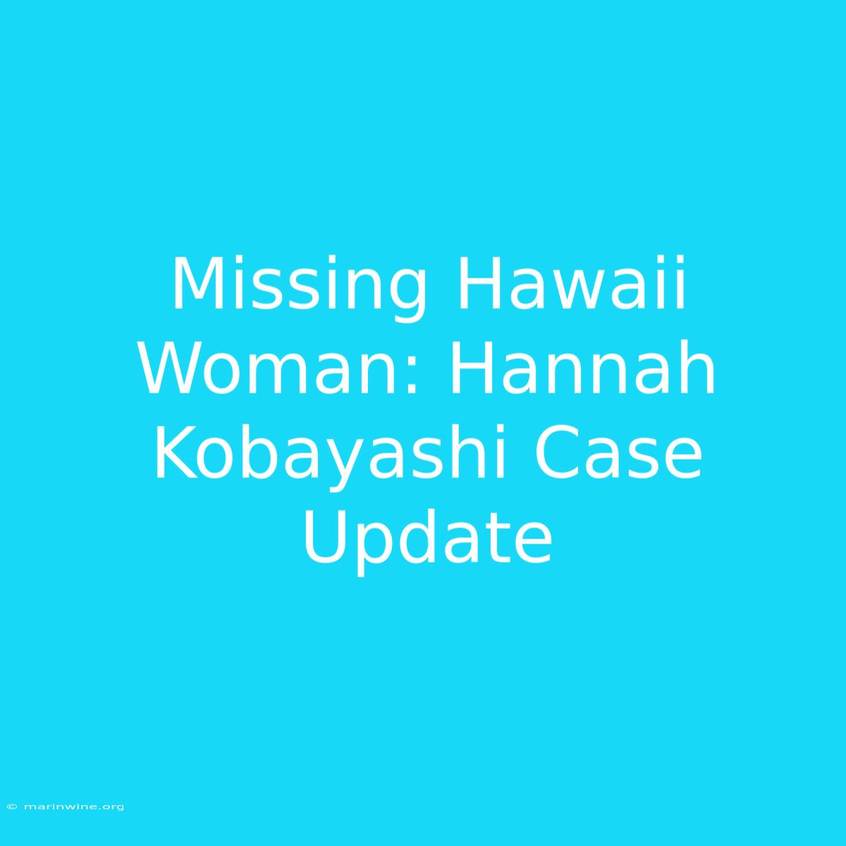 Missing Hawaii Woman: Hannah Kobayashi Case Update