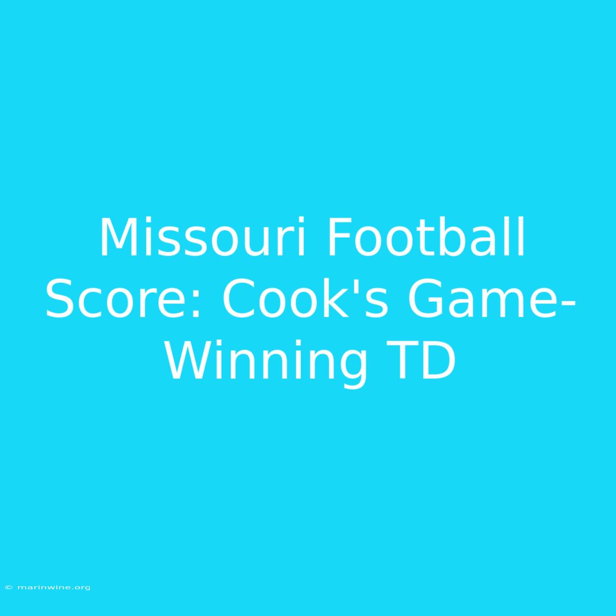 Missouri Football Score: Cook's Game-Winning TD