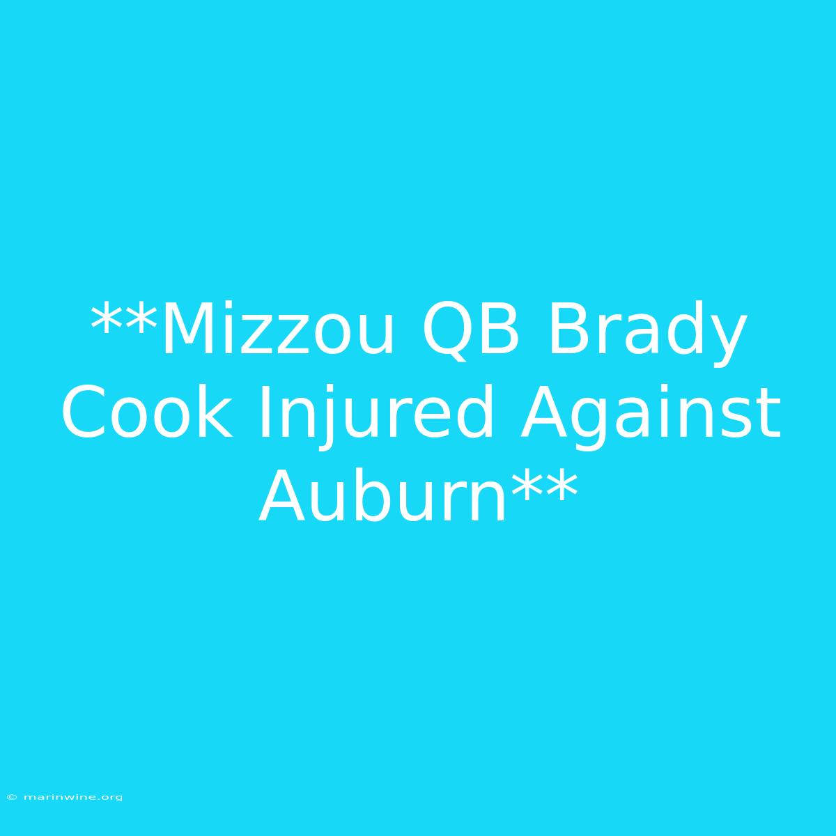 **Mizzou QB Brady Cook Injured Against Auburn**