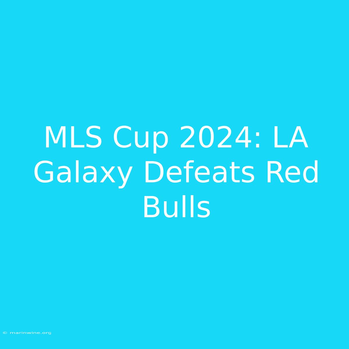 MLS Cup 2024: LA Galaxy Defeats Red Bulls