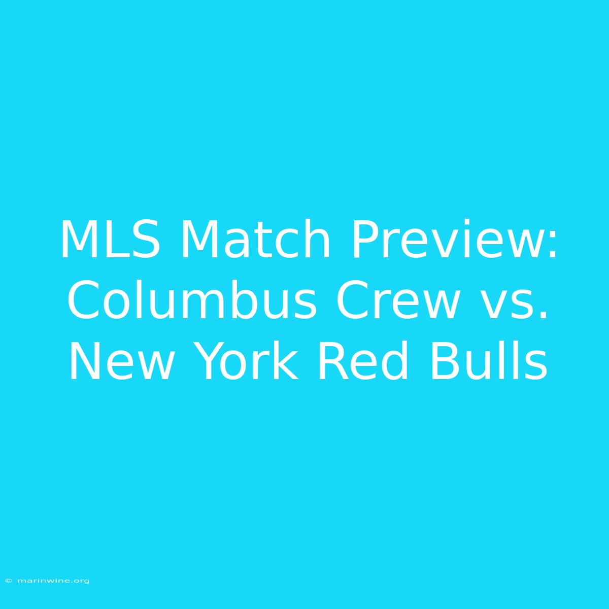 MLS Match Preview: Columbus Crew Vs. New York Red Bulls