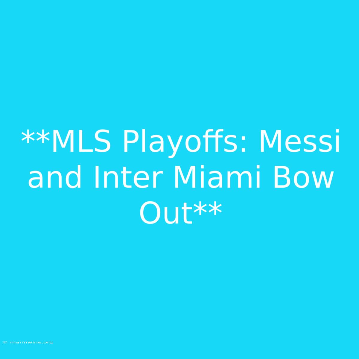 **MLS Playoffs: Messi And Inter Miami Bow Out** 