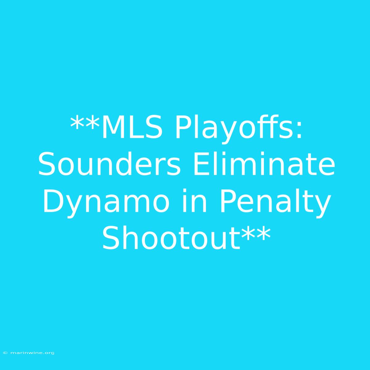 **MLS Playoffs: Sounders Eliminate Dynamo In Penalty Shootout** 