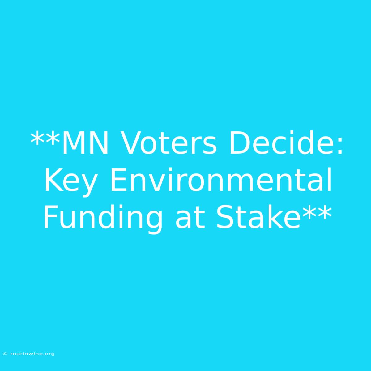 **MN Voters Decide: Key Environmental Funding At Stake**