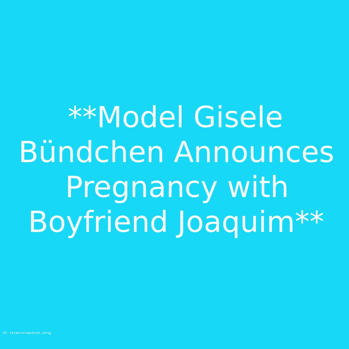 **Model Gisele Bündchen Announces Pregnancy With Boyfriend Joaquim** 