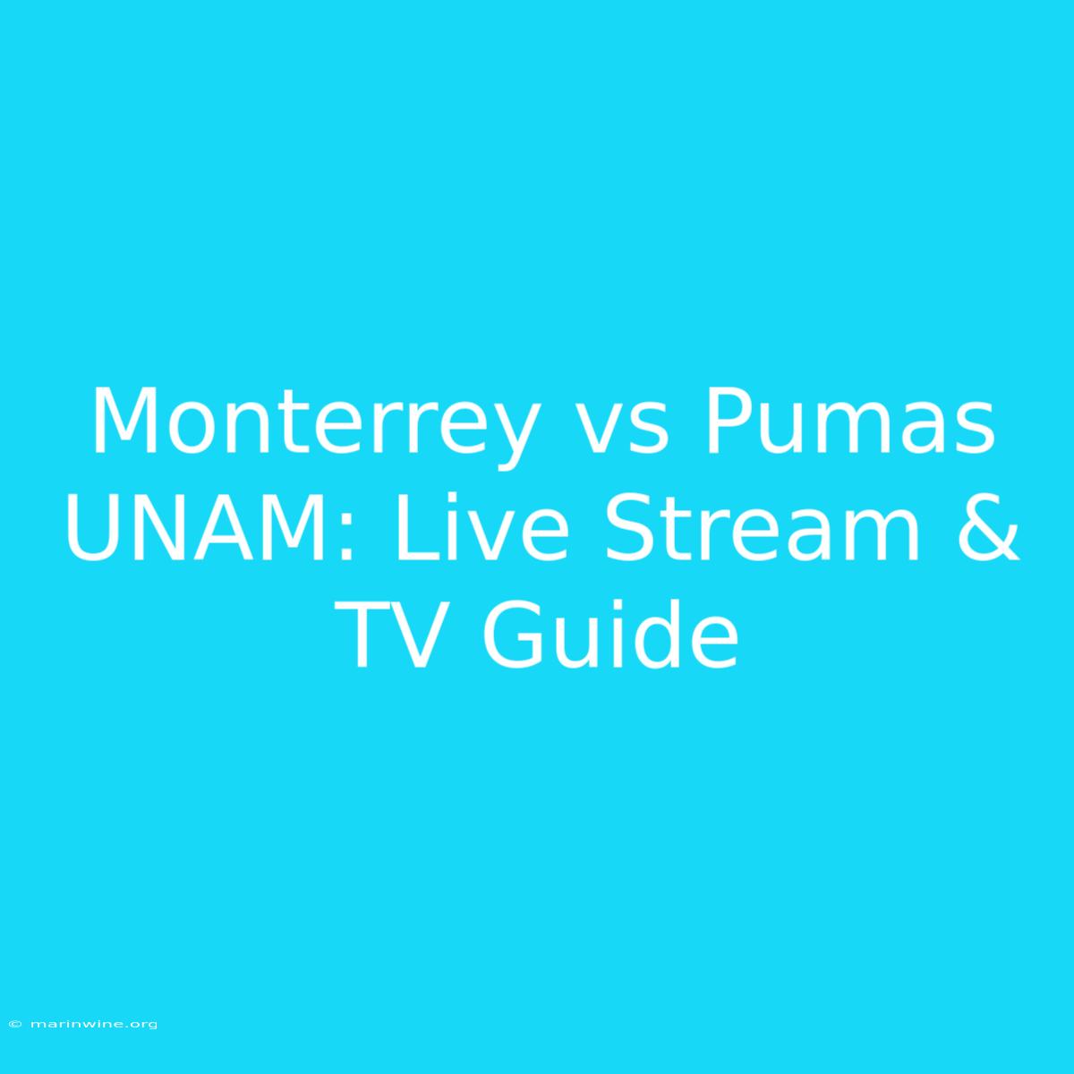 Monterrey Vs Pumas UNAM: Live Stream & TV Guide