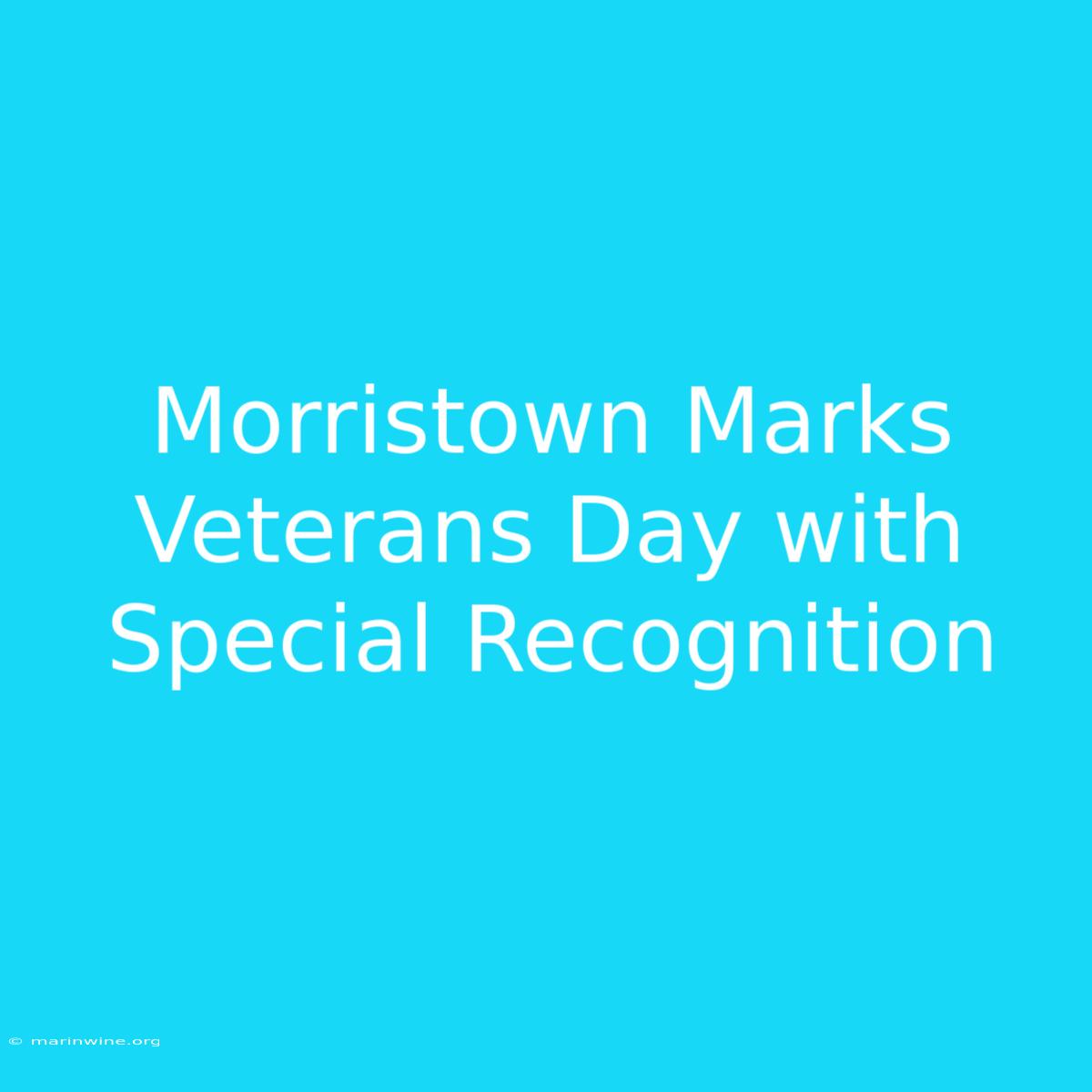 Morristown Marks Veterans Day With Special Recognition 