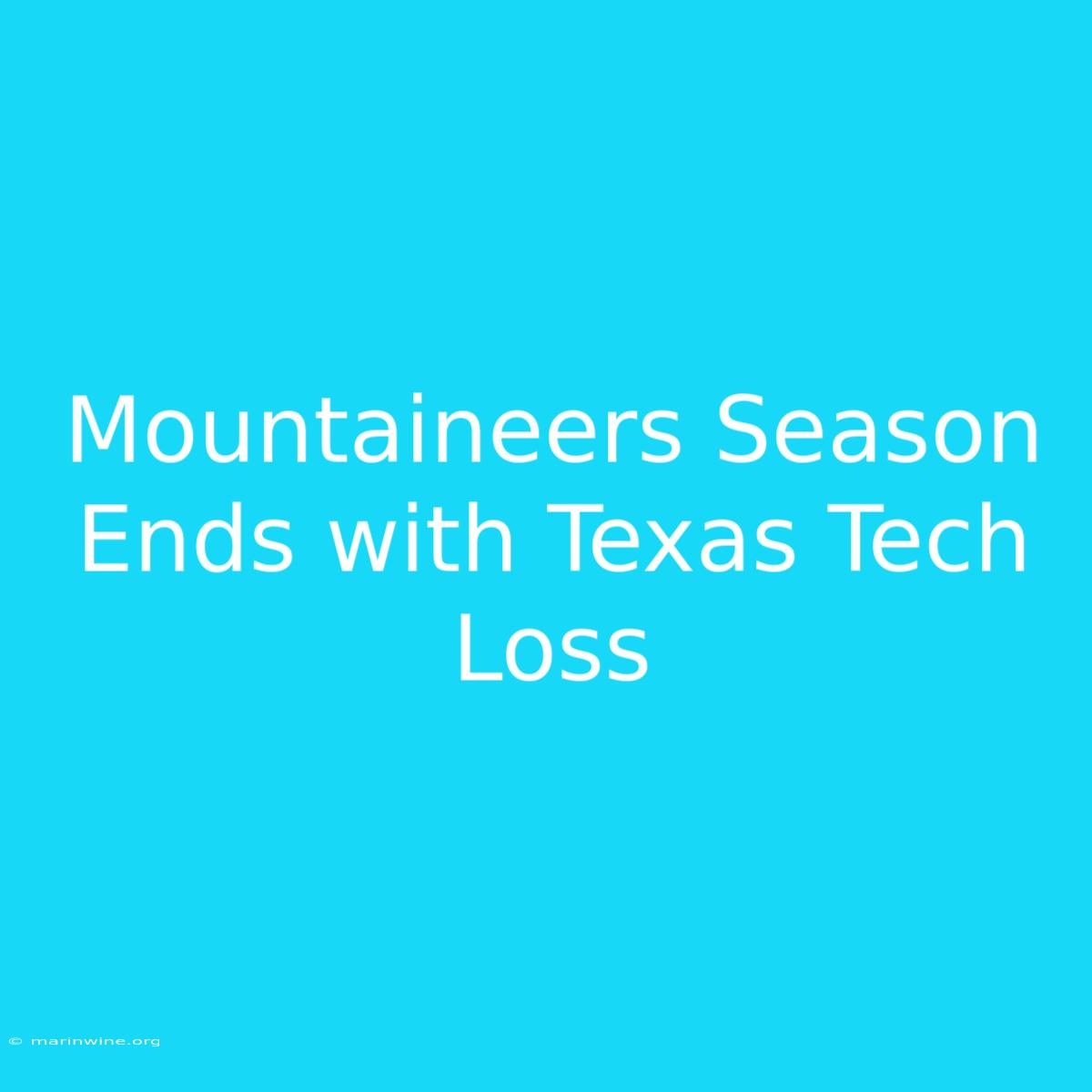 Mountaineers Season Ends With Texas Tech Loss