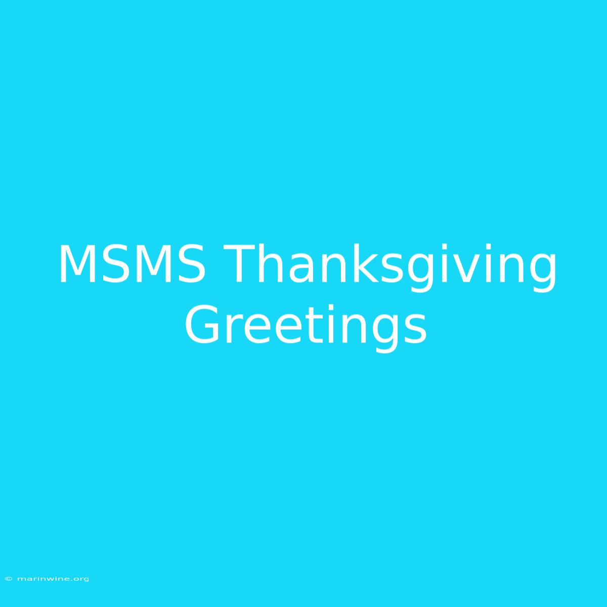 MSMS Thanksgiving Greetings