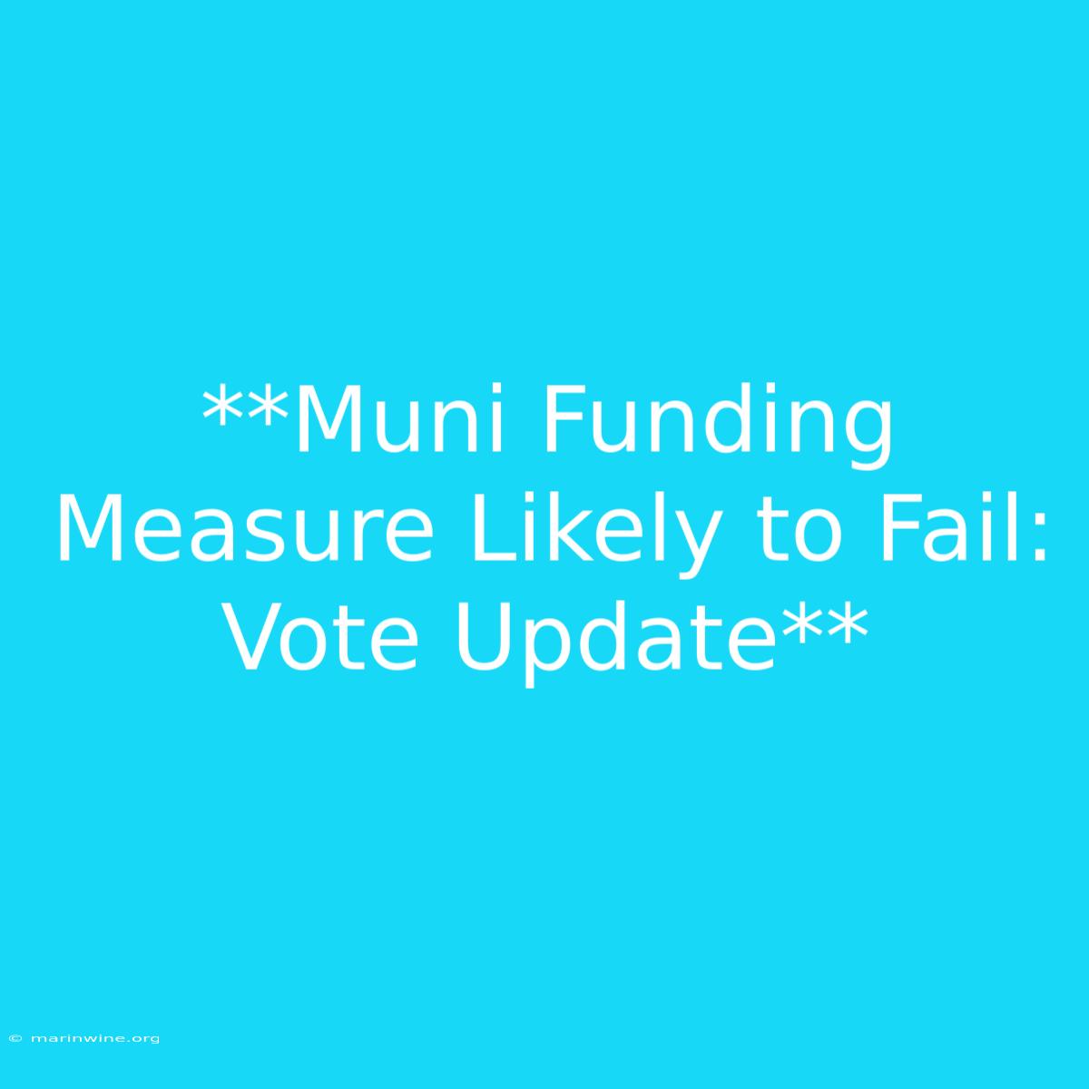 **Muni Funding Measure Likely To Fail: Vote Update**