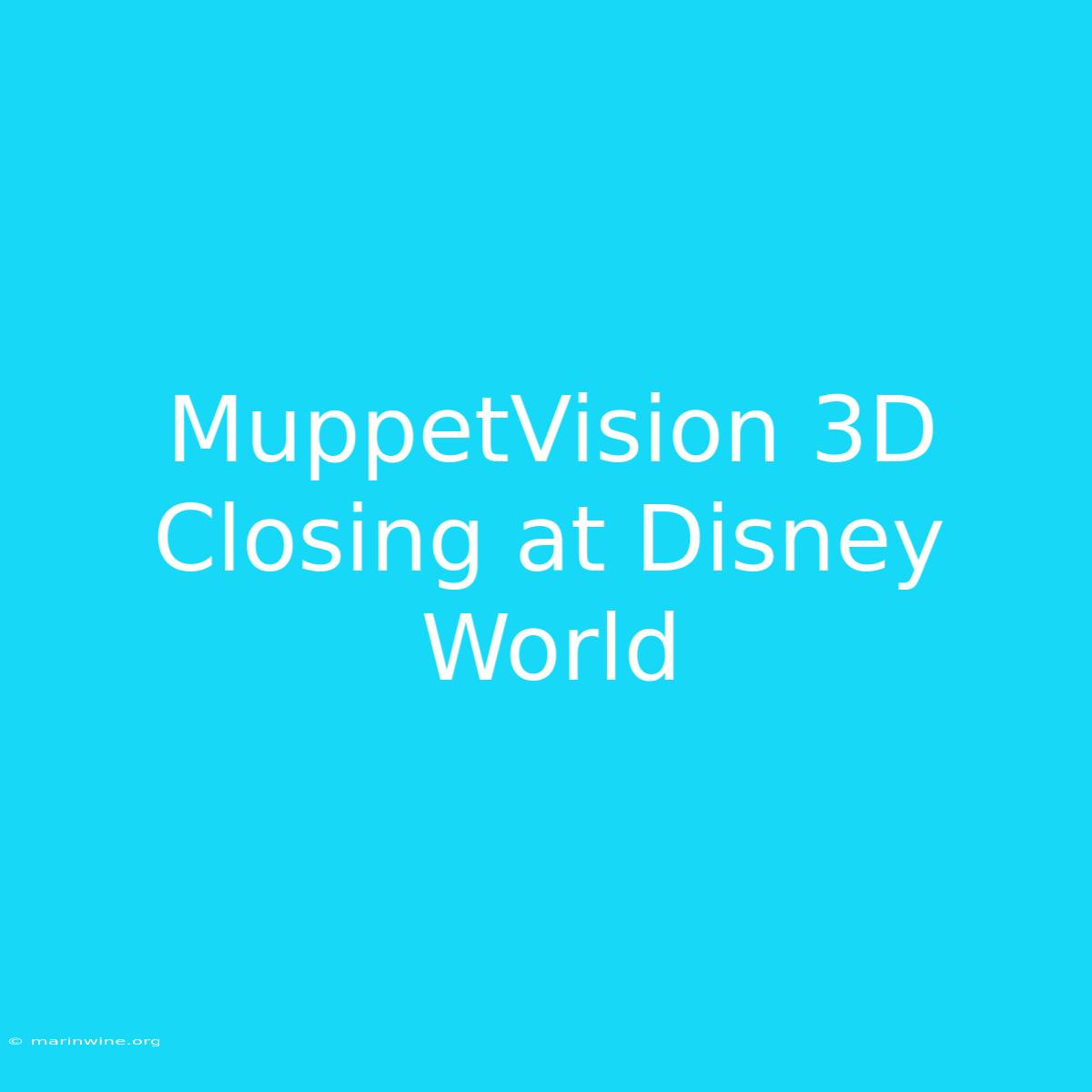 MuppetVision 3D Closing At Disney World