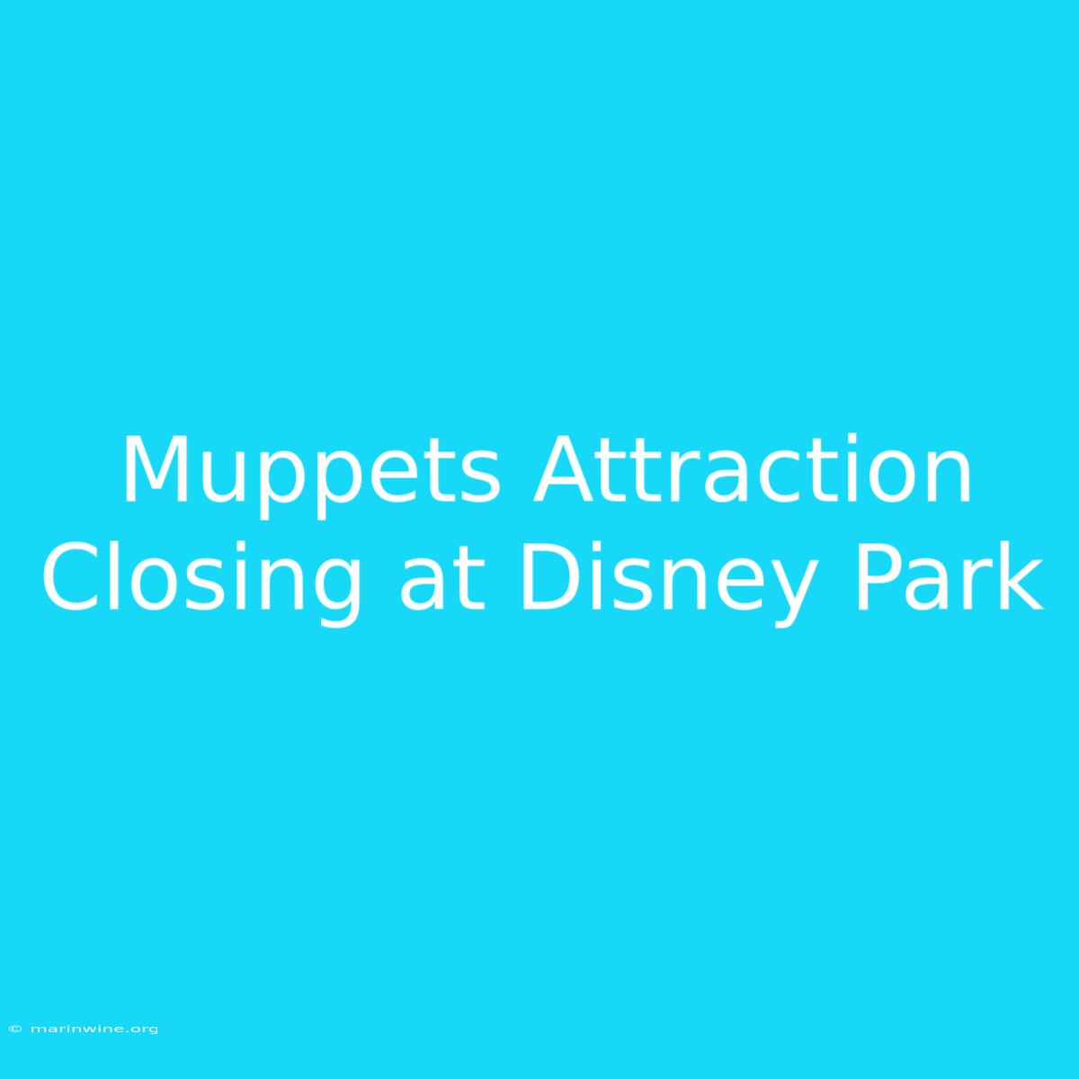 Muppets Attraction Closing At Disney Park