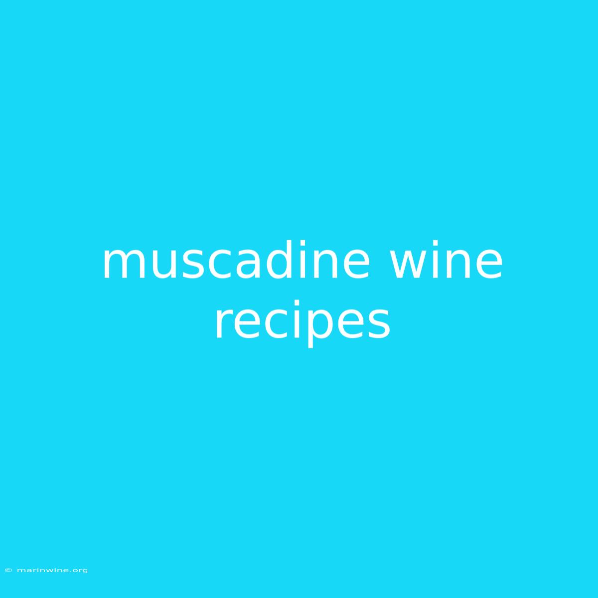 Muscadine Wine Recipes