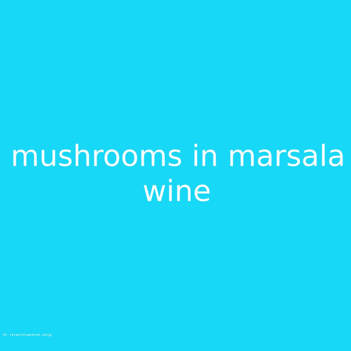 Mushrooms In Marsala Wine