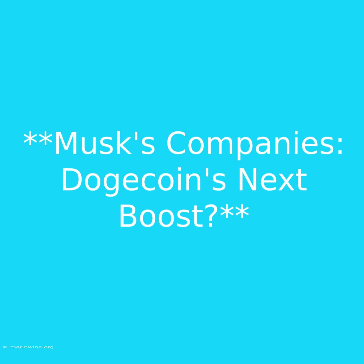 **Musk's Companies:  Dogecoin's Next Boost?**