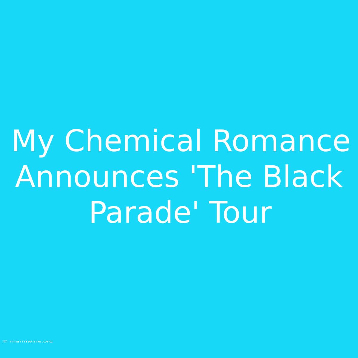 My Chemical Romance Announces 'The Black Parade' Tour 