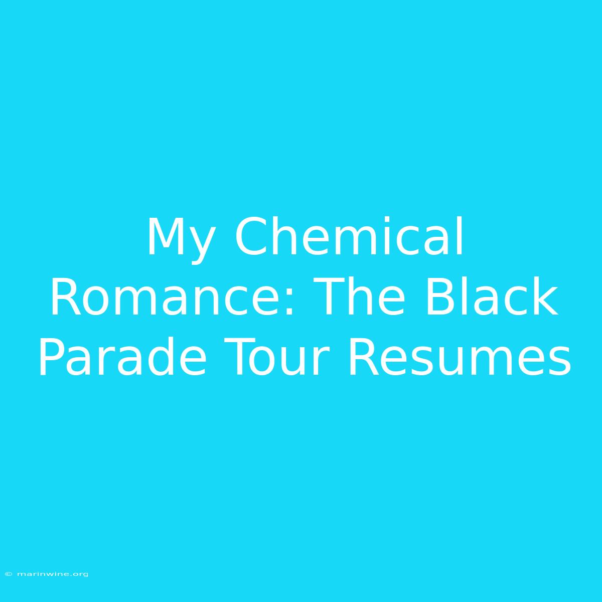 My Chemical Romance: The Black Parade Tour Resumes 