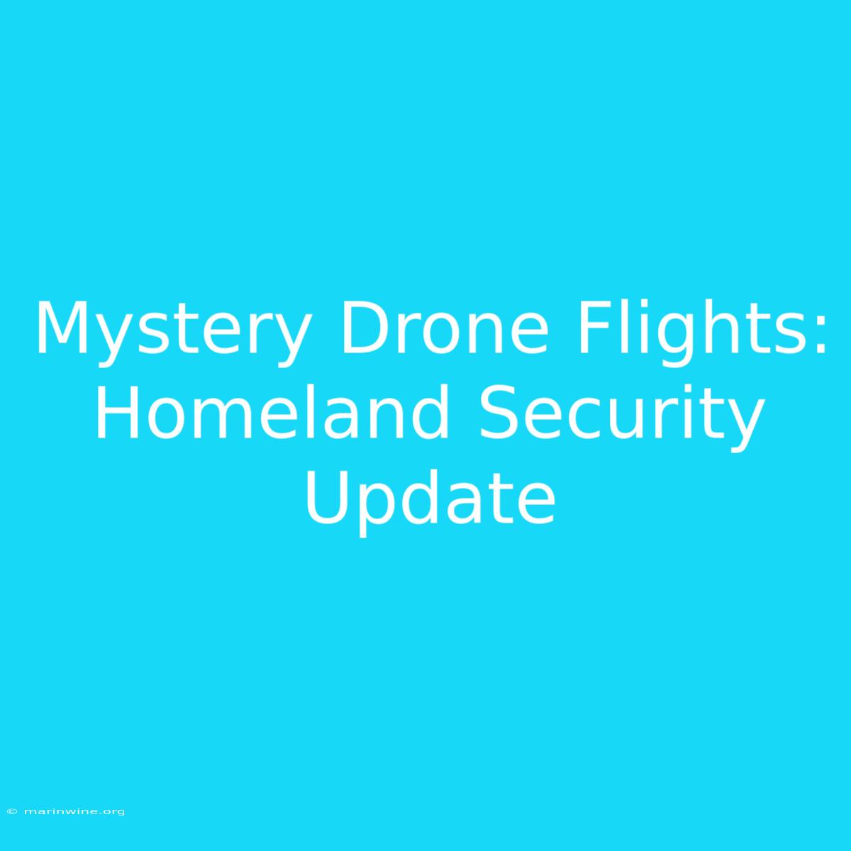 Mystery Drone Flights: Homeland Security Update