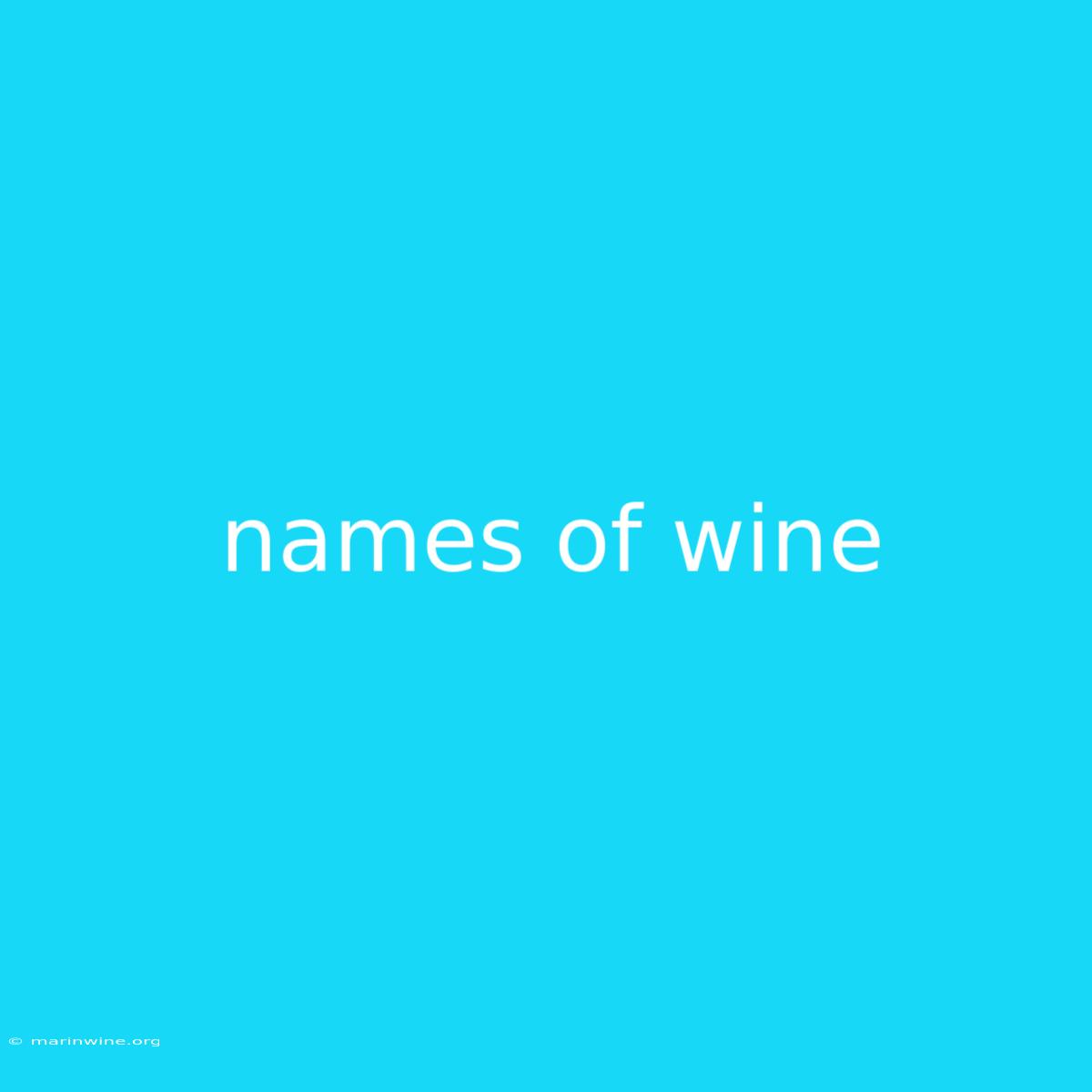 Names Of Wine