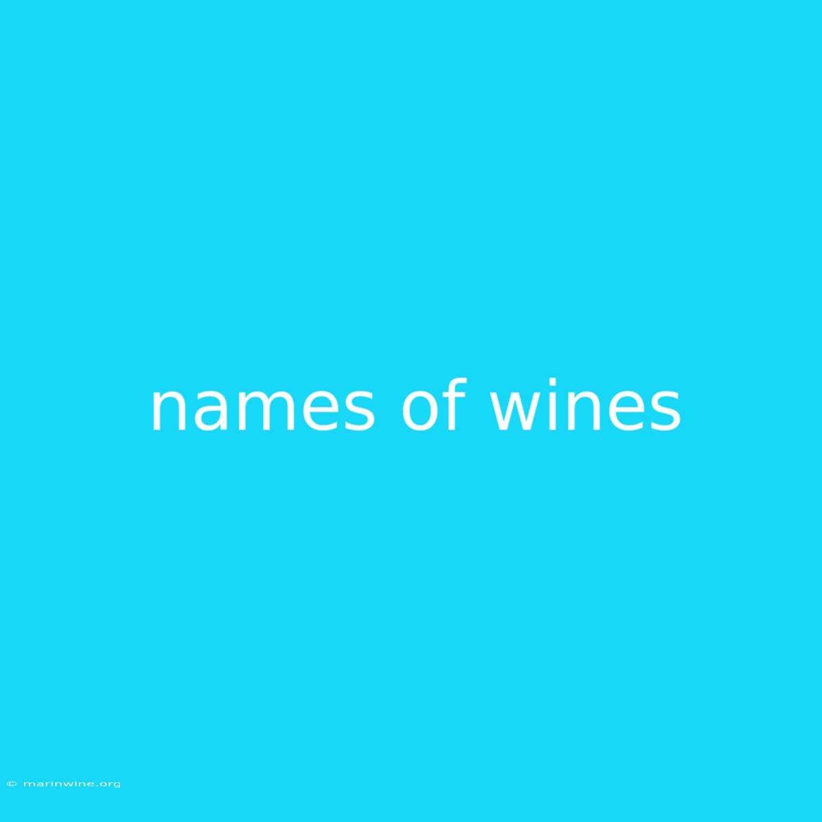 Names Of Wines