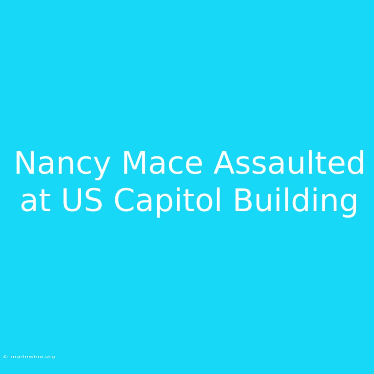 Nancy Mace Assaulted At US Capitol Building