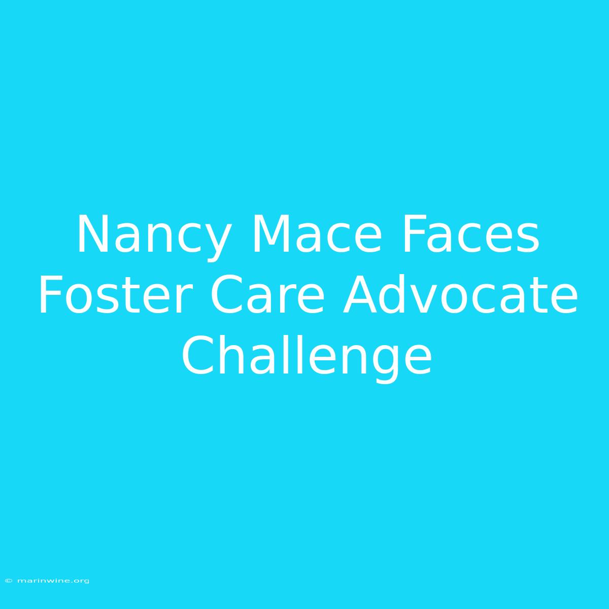 Nancy Mace Faces Foster Care Advocate Challenge